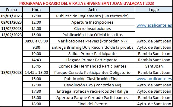 Programa Horario VRallyeHivern2023